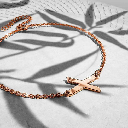 Bold Alphabet Letter Initial Charm Bracelet in Rose Gold Tone